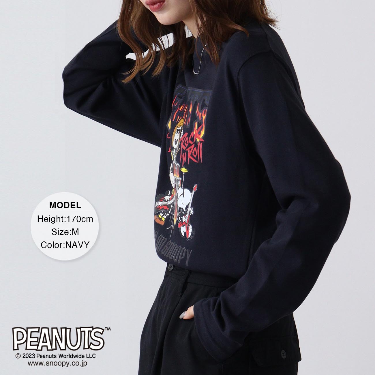 スヌーピー ピーナッツ 長袖 ロックオンスヌーピー Tシャツ 春夏秋 バンド snoopy spc-rb-002