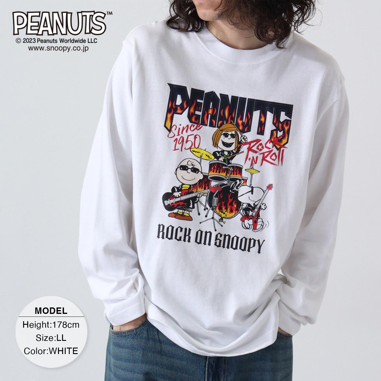 スヌーピー ピーナッツ 長袖 ロックオンスヌーピー Tシャツ 春夏秋 バンド snoopy spc-rb-002