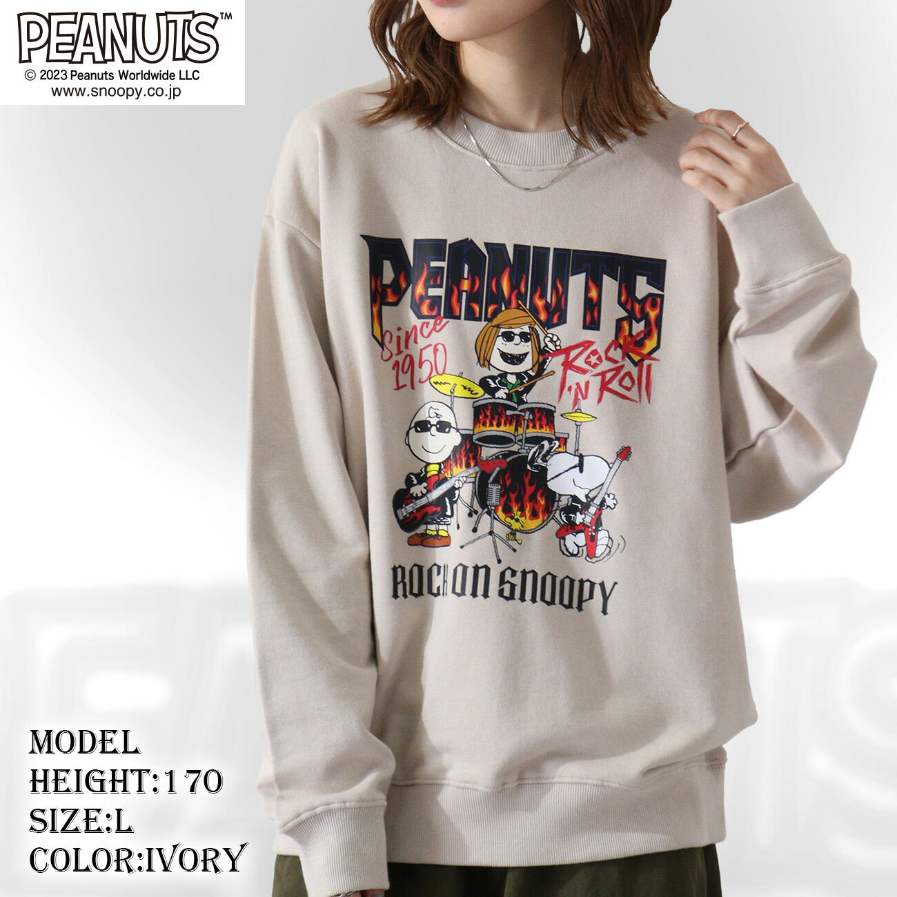 スヌーピー ピーナッツ 裏毛 スウェット ロックオンスヌーピー トレーナー 秋冬 バンド snoopy spc-rb-004