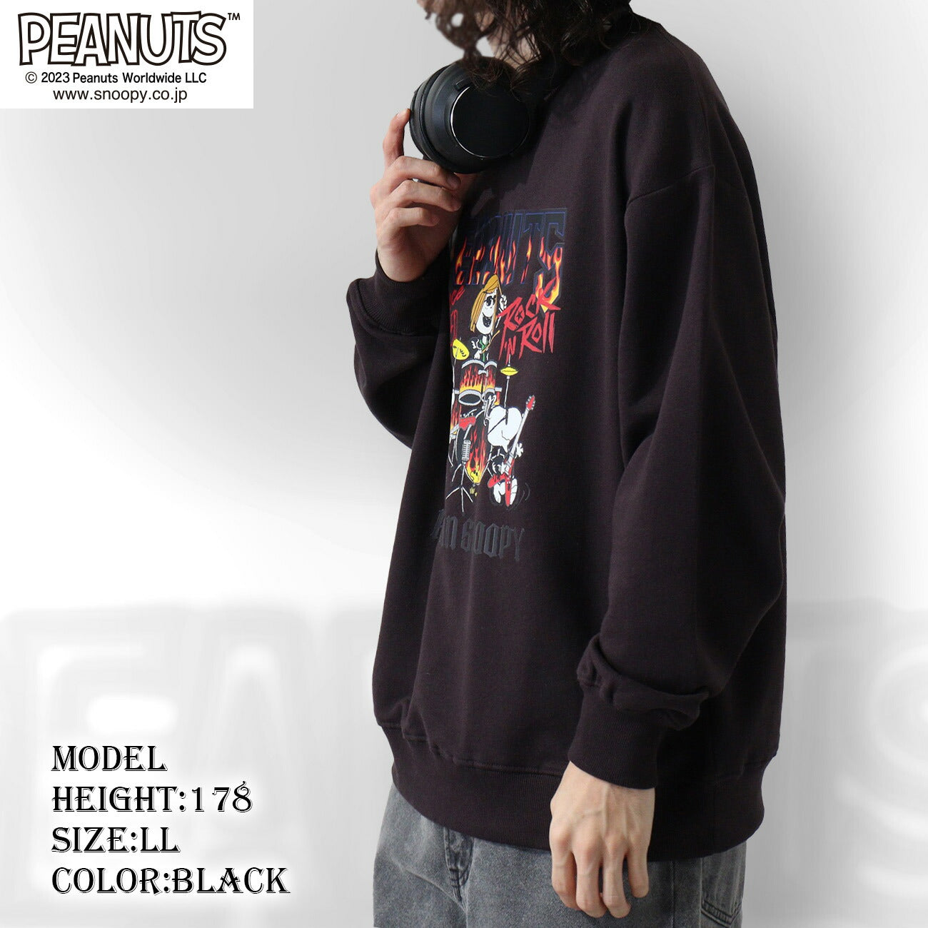 スヌーピー ピーナッツ 裏毛 スウェット ロックオンスヌーピー トレーナー 秋冬 バンド snoopy spc-rb-004