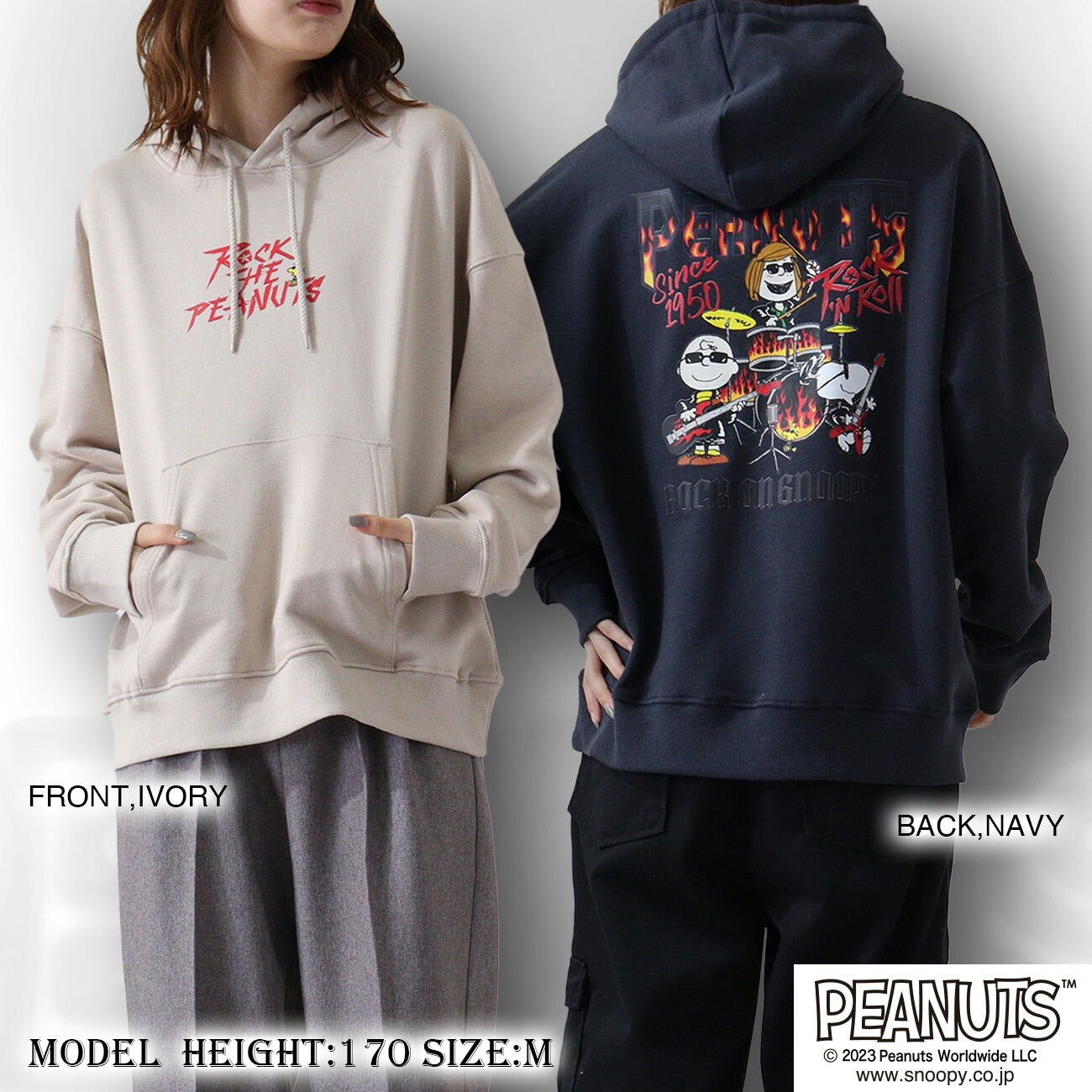 スヌーピー ピーナッツ 裏毛 パーカー ロックオンスヌーピー トレーナー 秋冬 バンド snoopy spc-rb-005