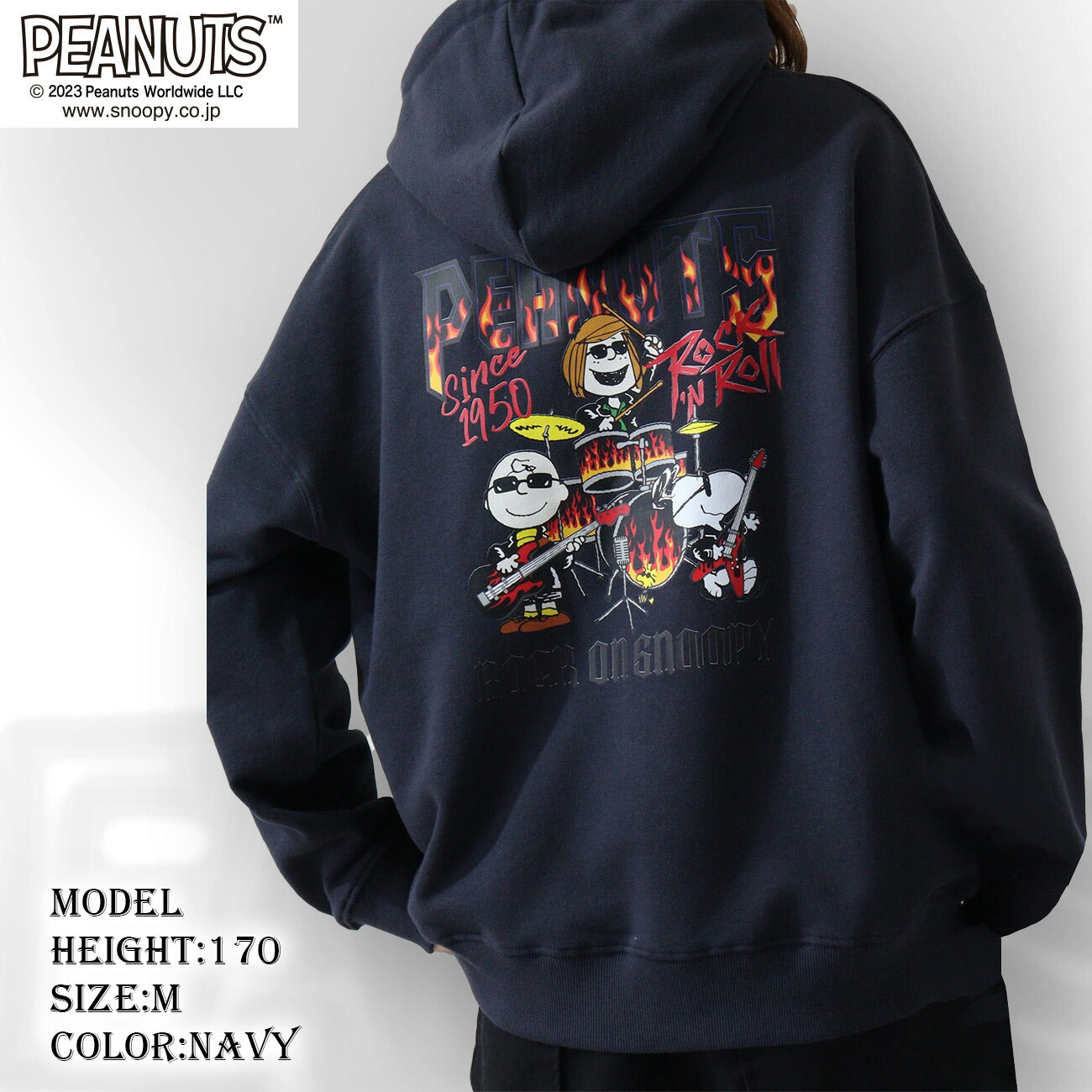 スヌーピー ピーナッツ 裏毛 パーカー ロックオンスヌーピー トレーナー 秋冬 バンド snoopy spc-rb-005