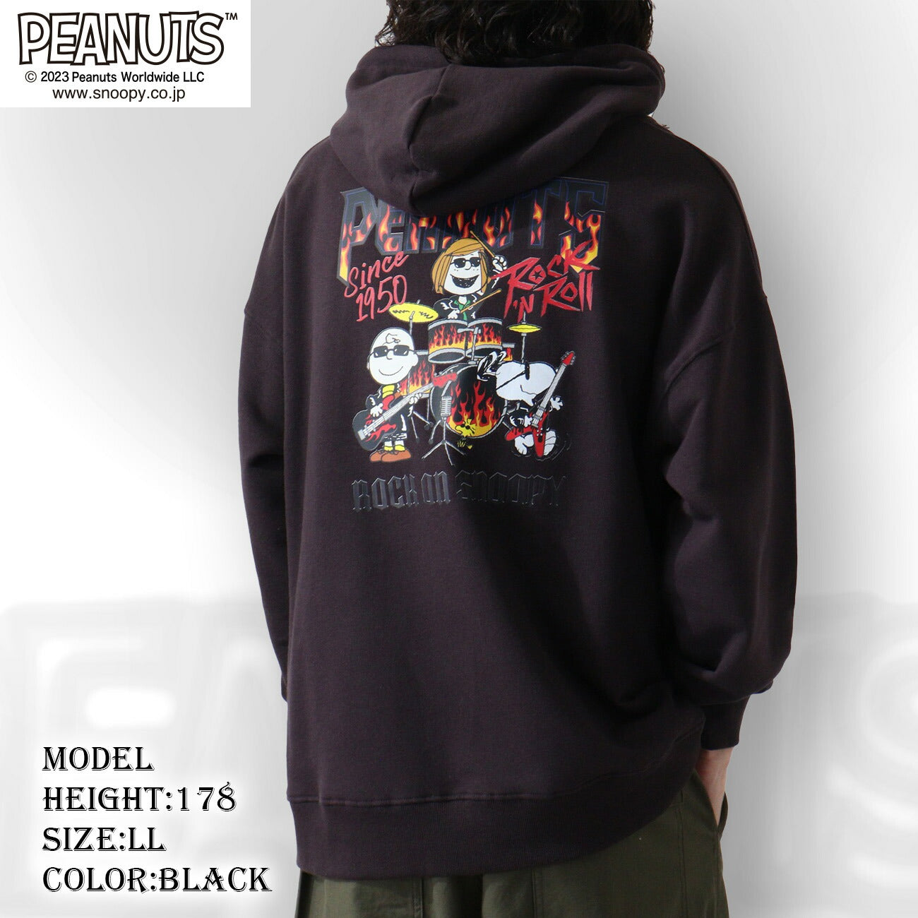 スヌーピー ピーナッツ 裏毛 パーカー ロックオンスヌーピー トレーナー 秋冬 バンド snoopy spc-rb-005
