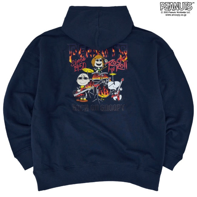 スヌーピー ピーナッツ 裏毛 パーカー ロックオンスヌーピー トレーナー 秋冬 バンド snoopy spc-rb-005