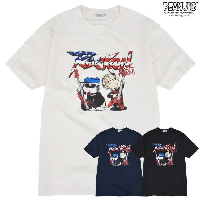 スヌーピー ピーナッツ 半袖 ロックンロール Tシャツ オラフ ライナス 国旗 春夏秋 バンド snoopy spc-rb-006