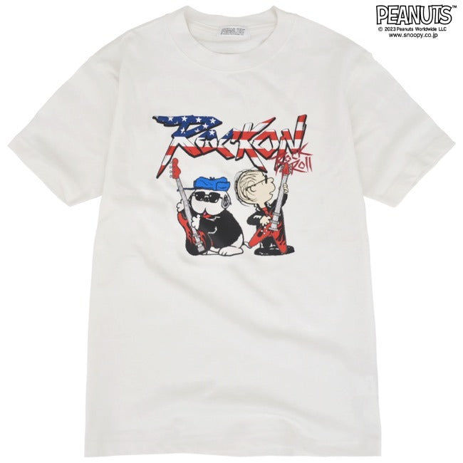 スヌーピー ピーナッツ 半袖 ロックンロール Tシャツ オラフ ライナス 国旗 春夏秋 バンド snoopy spc-rb-006