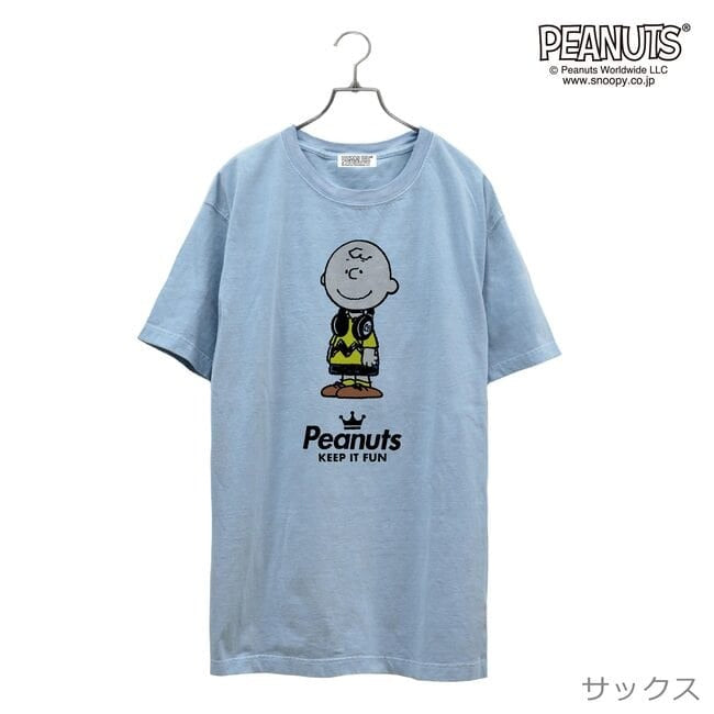 チャーリー ブラウン 半袖 Tシャツ ピグメント 音楽 ヘッドフォン 夏 フェス サークル ストリート　メンズ レディース スヌーピー SNOOPY BIG 大きい サイズ S M L LL 3L 4L spc-lm-2
