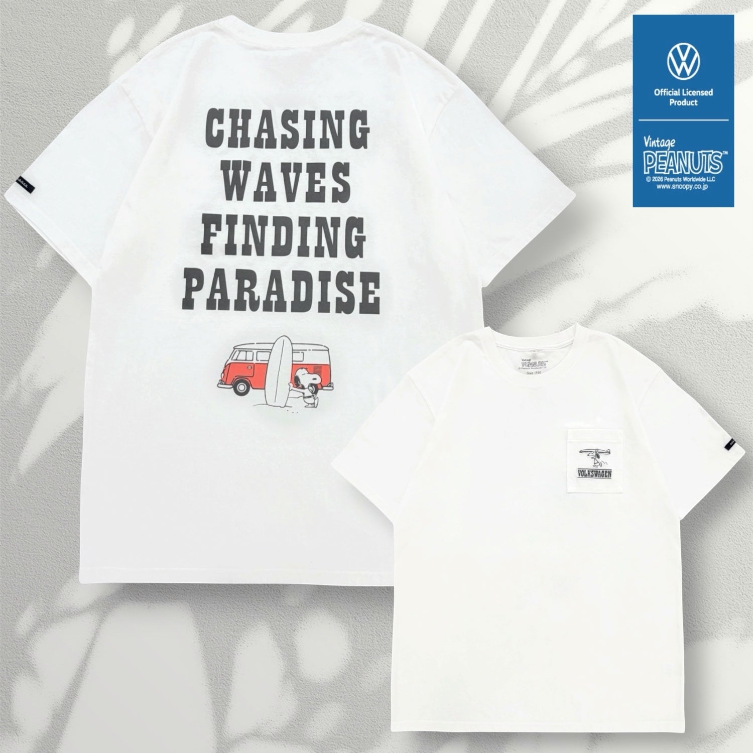 スヌーピー フォルクスワーゲン 半袖 バックプリント Tシャツ 春夏 プリント シャツ PEANUTS SNOOPY VOLKSWAGEN svw1152-157