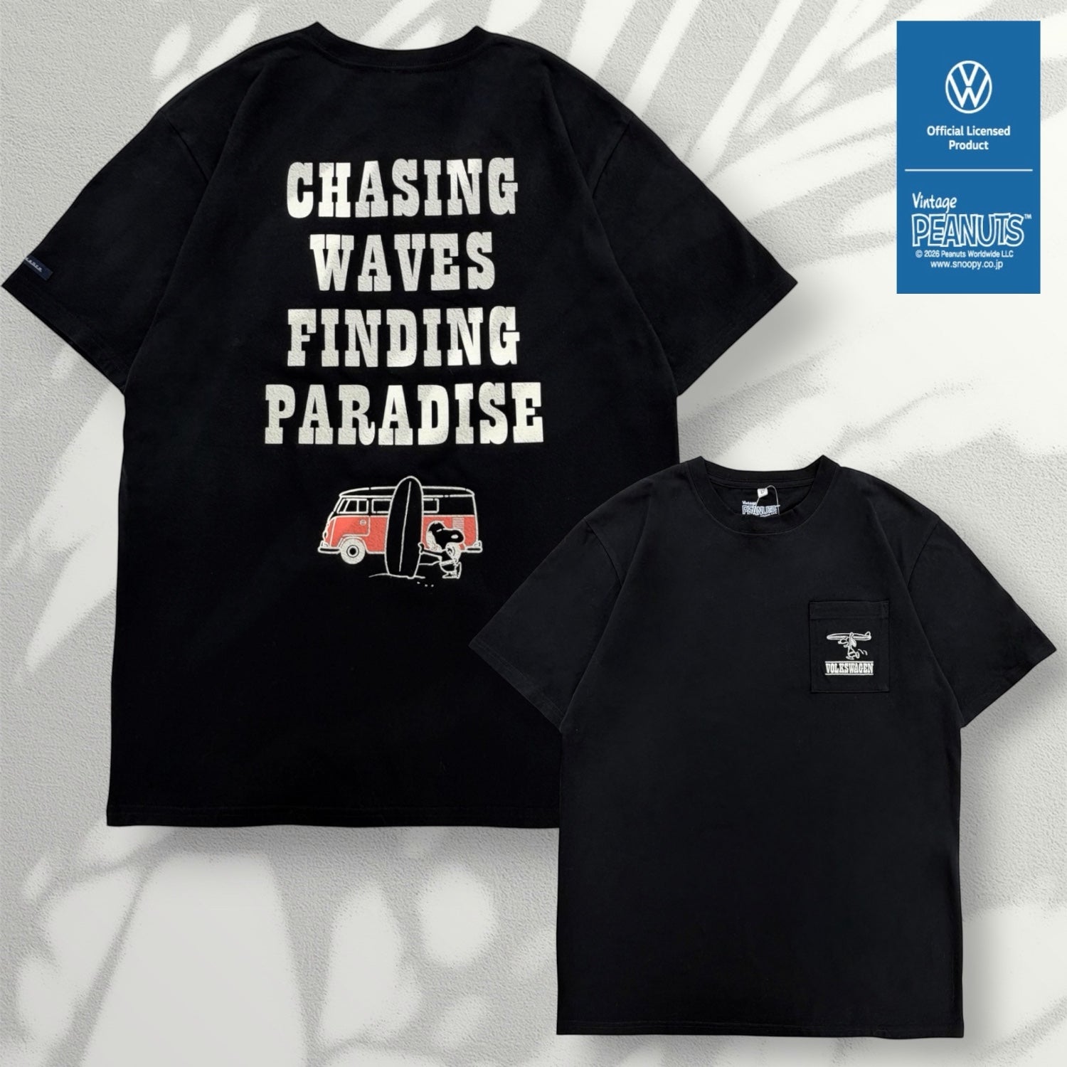 スヌーピー フォルクスワーゲン 半袖 バックプリント Tシャツ 春夏 プリント シャツ PEANUTS SNOOPY VOLKSWAGEN svw1152-157