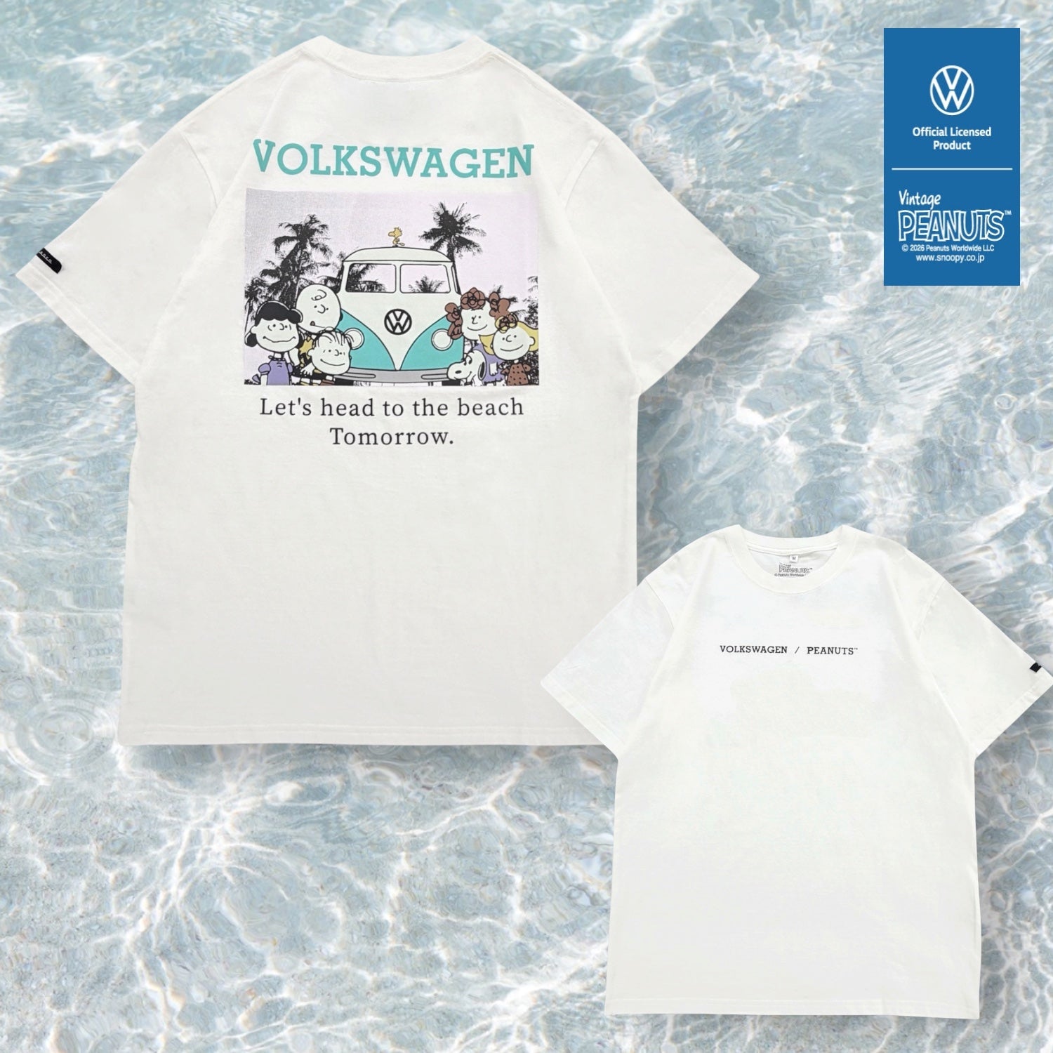 スヌーピー フォルクスワーゲン 半袖 Tシャツ 天竺 春 夏 メンズ レディース ヤシの木柄 バックプリント PEANUTS SNOOPY svw1152-161