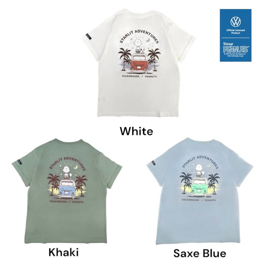 スヌーピー ピーナッツ フォルクス ワーゲン バックプリント ポケット付き キッズ 天竺 半袖 Tシャツ SNOOPY PEANUTS VOLKSWAGEN svw6152-158