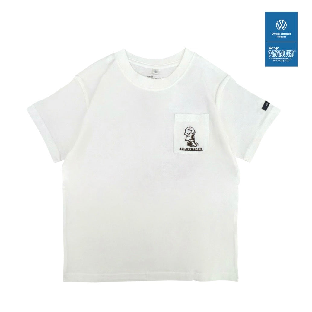 スヌーピー ピーナッツ フォルクス ワーゲン バックプリント ポケット付き キッズ 天竺 半袖 Tシャツ SNOOPY PEANUTS VOLKSWAGEN svw6152-158