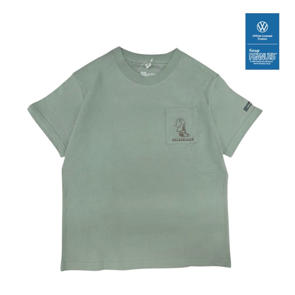 スヌーピー ピーナッツ フォルクス ワーゲン バックプリント ポケット付き キッズ 天竺 半袖 Tシャツ SNOOPY PEANUTS VOLKSWAGEN svw6152-158