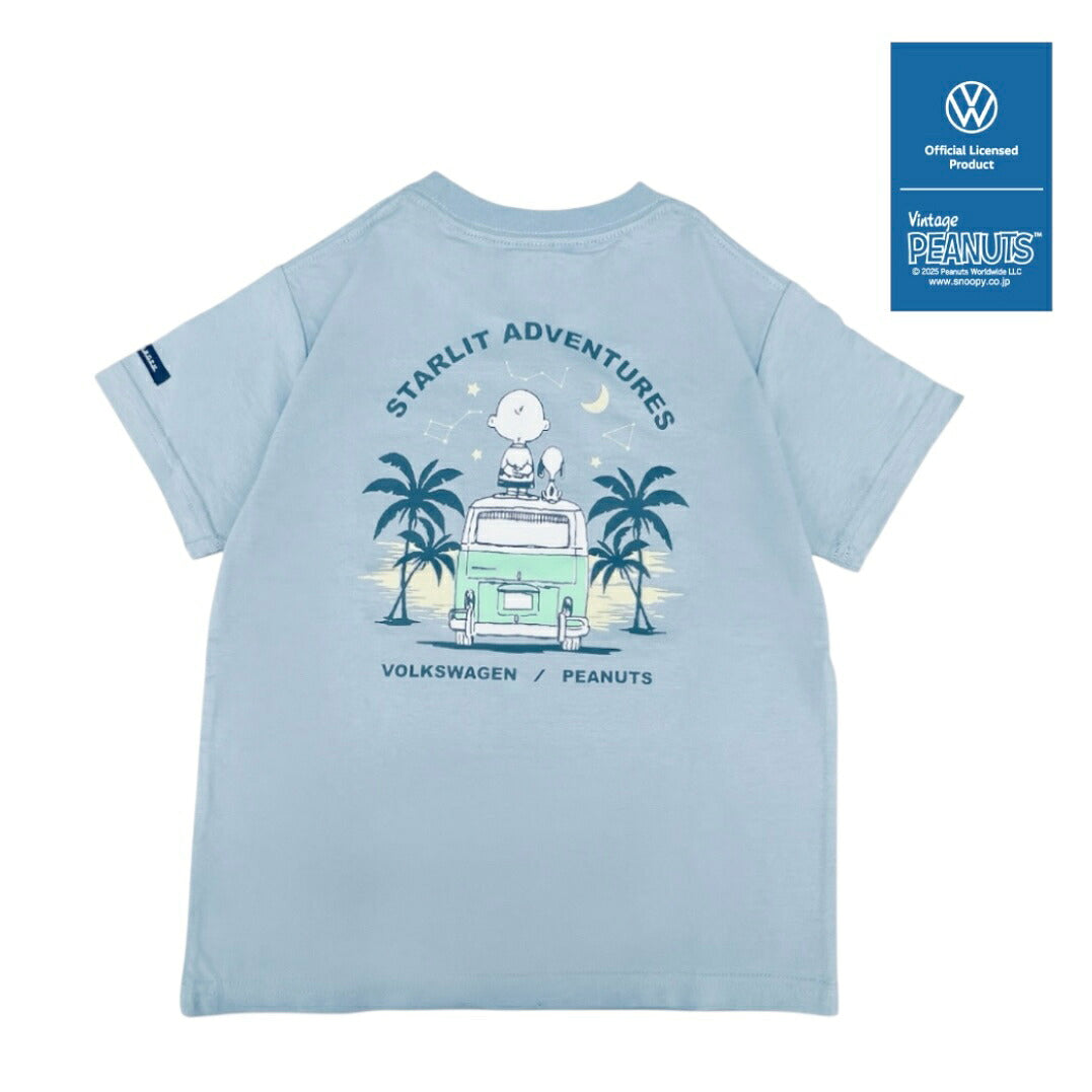 スヌーピー ピーナッツ フォルクス ワーゲン バックプリント ポケット付き キッズ 天竺 半袖 Tシャツ SNOOPY PEANUTS VOLKSWAGEN svw6152-158