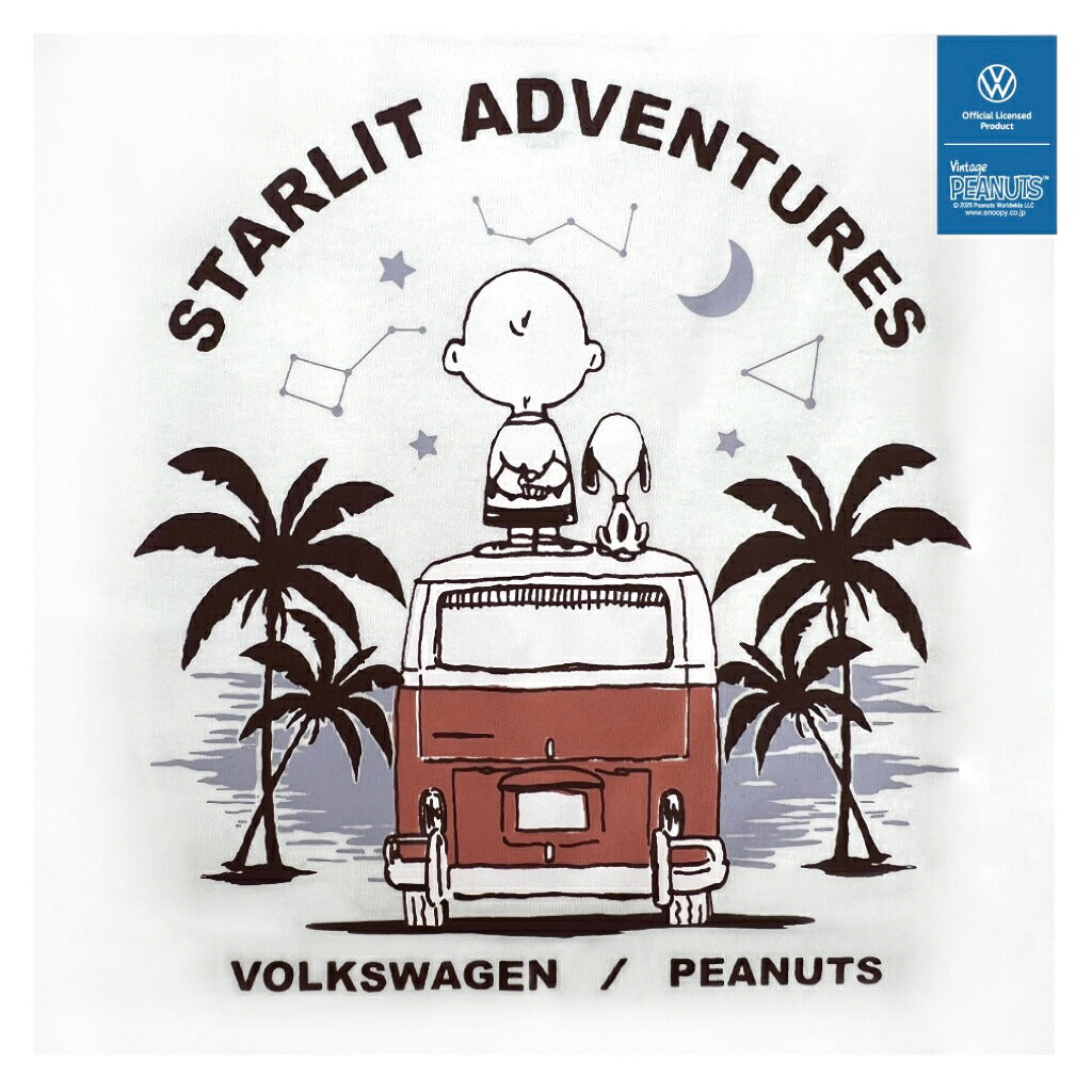 スヌーピー ピーナッツ フォルクス ワーゲン バックプリント ポケット付き キッズ 天竺 半袖 Tシャツ SNOOPY PEANUTS VOLKSWAGEN svw6152-158