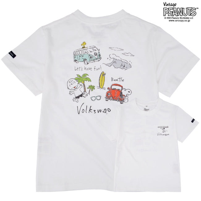 スヌーピー ピーナッツ フォルクスワーゲン Tシャツ キッズ 子供 半袖 トップス コラボ SNOOPY PEANUTS VOLKSWAGEN svw6532-403