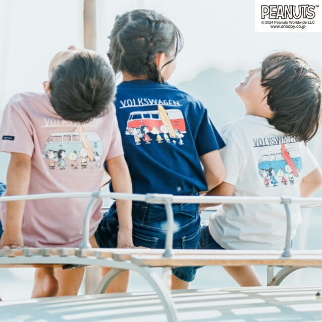 スヌーピー ピーナッツ フォルクスワーゲン Tシャツ キッズ 子供 半袖 トップス コラボ SNOOPY PEANUTS VOLKSWAGEN svw6532-404