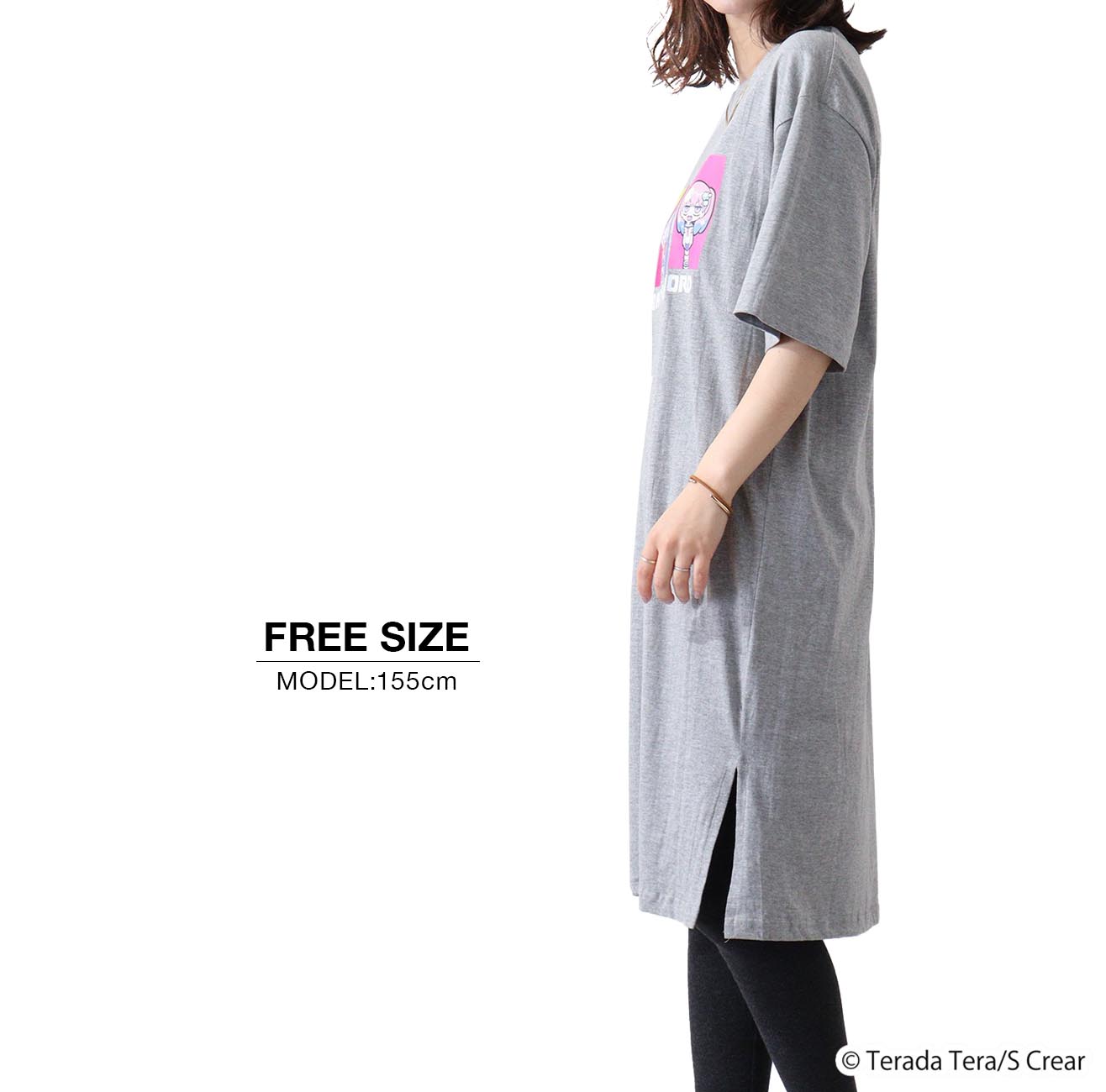 寺田てら Tシャツ イラスト スーパービックT 半袖 オーバーサイズ クリエイター イラストレーター tt1132-399-mgray