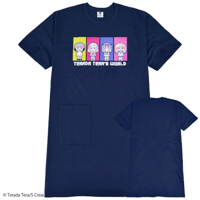 寺田てら Tシャツ イラスト スーパービックT 半袖 オーバーサイズ クリエイター イラストレーター tt1132-399-navy