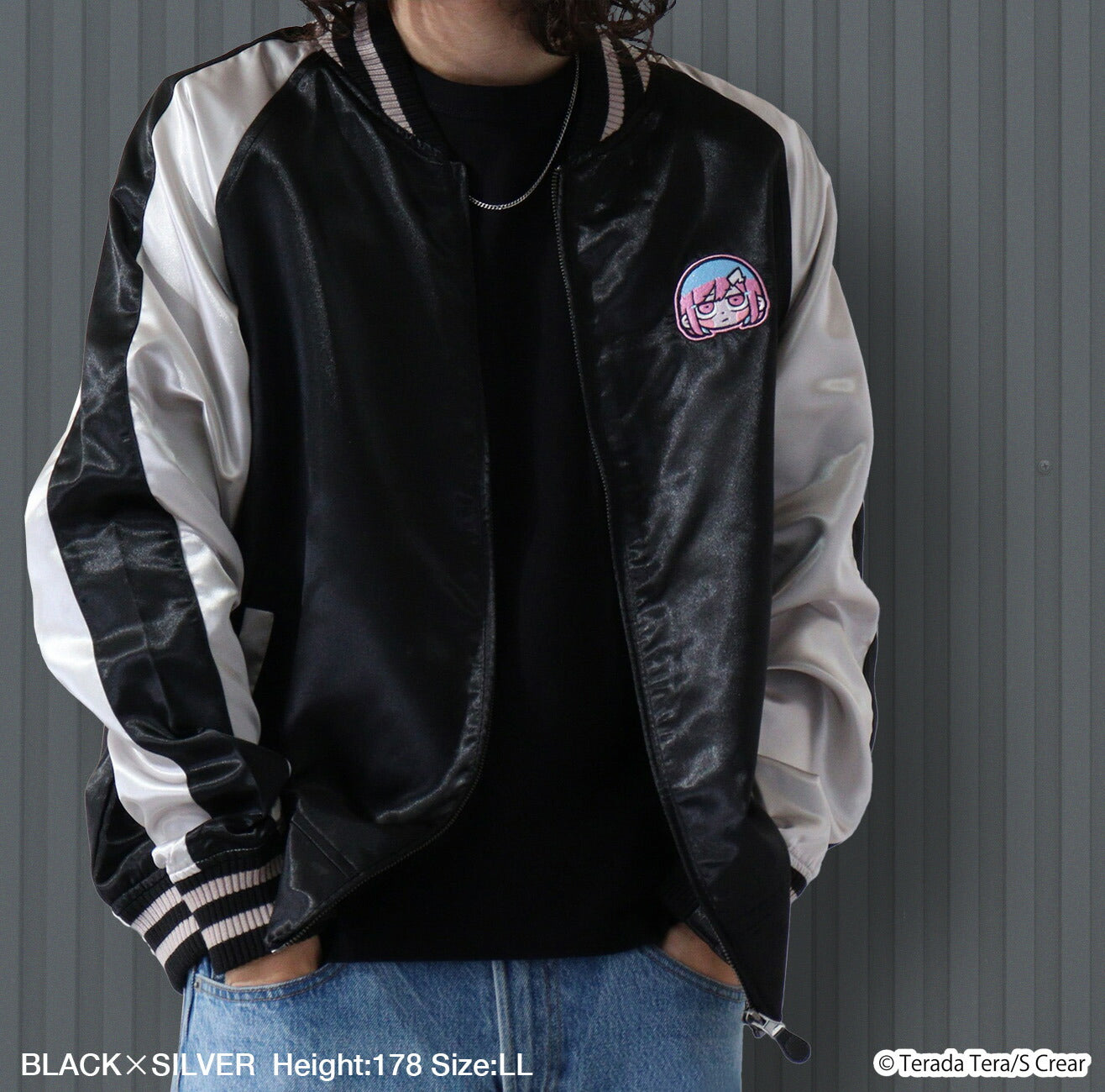 寺田てら スカジャン ブラック tt1833-704-BlackxSil