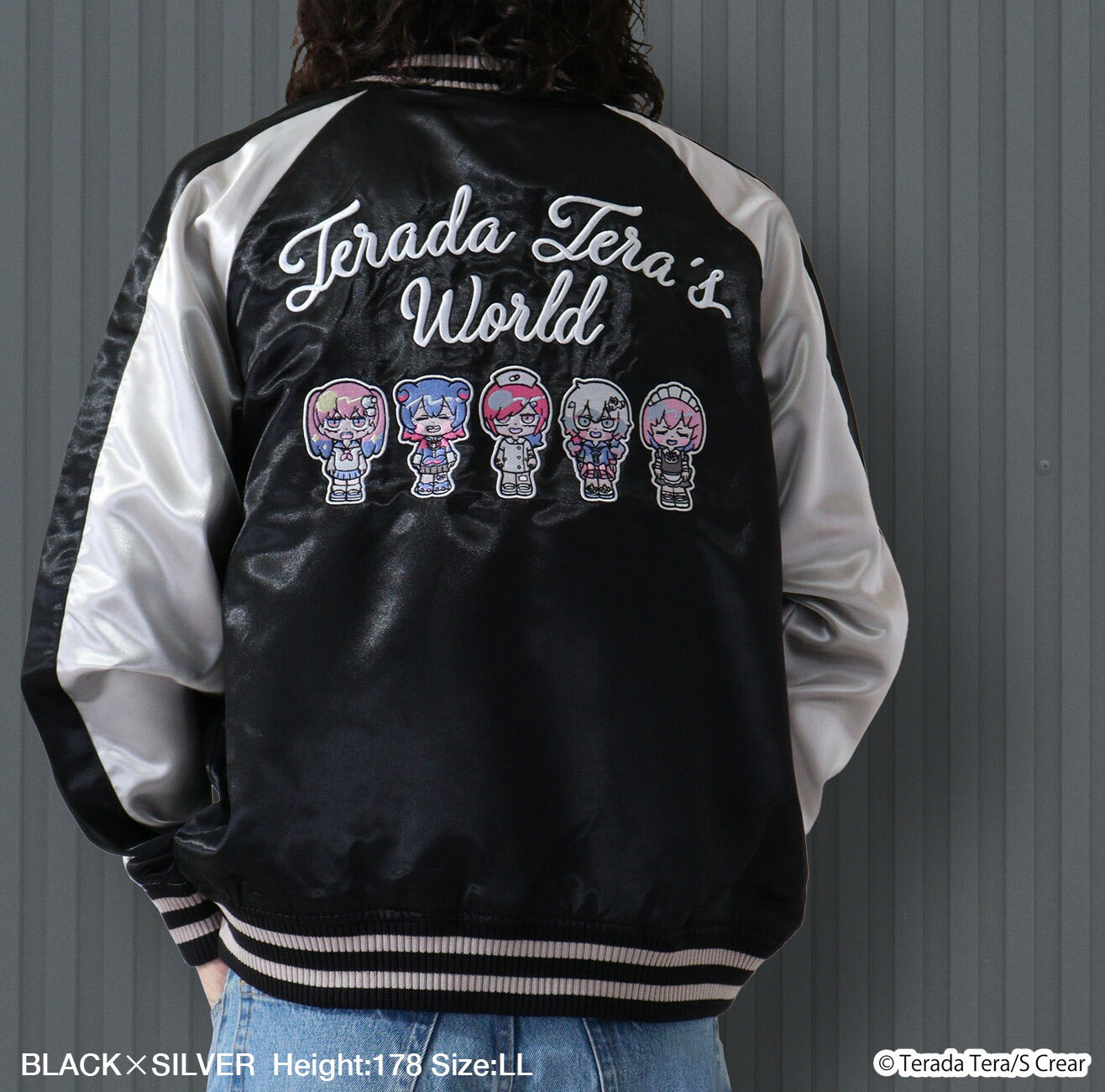 寺田てら スカジャン ブラック tt1833-704-BlackxSil