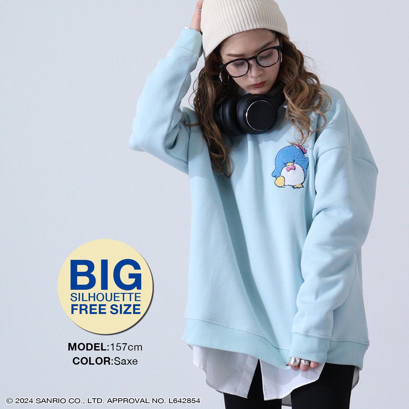 タキシードサム 裏起毛 ビッグシルエット サガラ刺繍 秋冬 トレーナー サンリオキャラクターズ tx1334-700