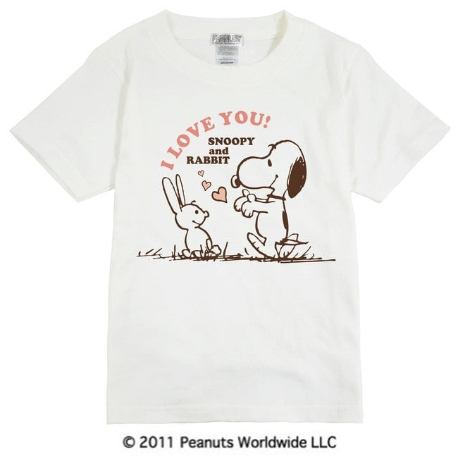 レトロ ヴィンテージ スヌーピー 仲良し うさぎ ビーグル ハート かわいい 半袖Tシャツ キッズ 子供服 110 130 150 vs6-027v